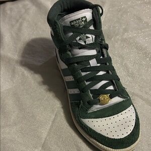 adidas Green and White High-Top Basketball Sneaker
